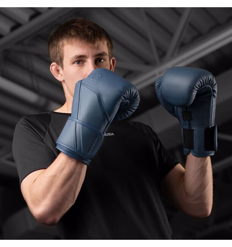 Hayabusa E1 Leather Boxing Gloves-navy